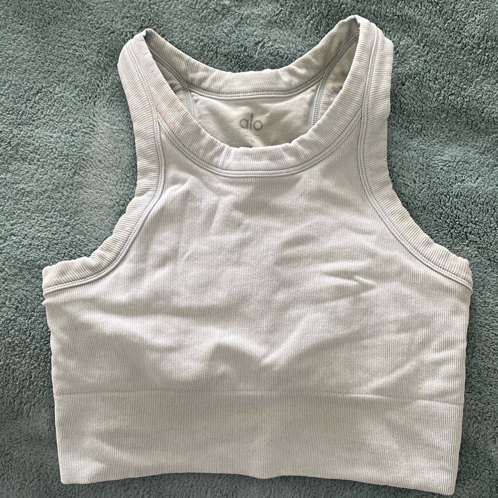 Alo Glee Seamless Longline Sports Bra, Color: Blue Skies, Size Medium